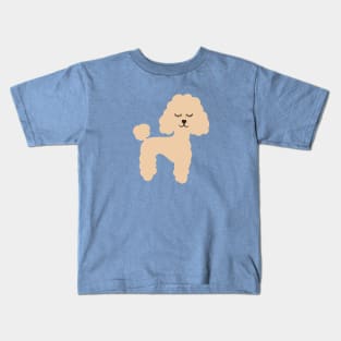 Cute Sleepy Beige Apricot Poodle Illustration Kids T-Shirt